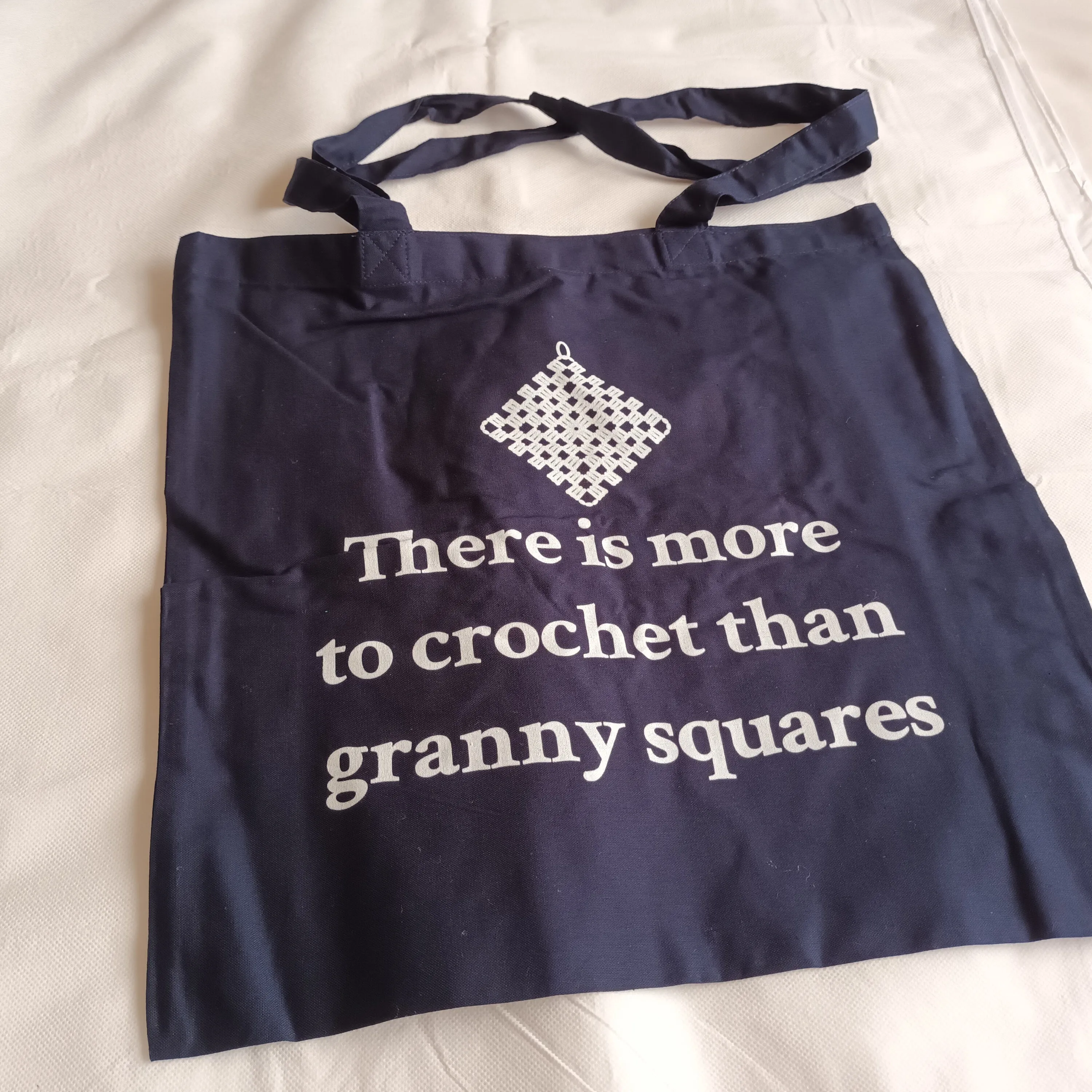 Navy Light Tote Bag - There is more to crochet than granny squares