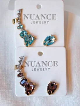 Nuance Gemstone Ear Climber Posts