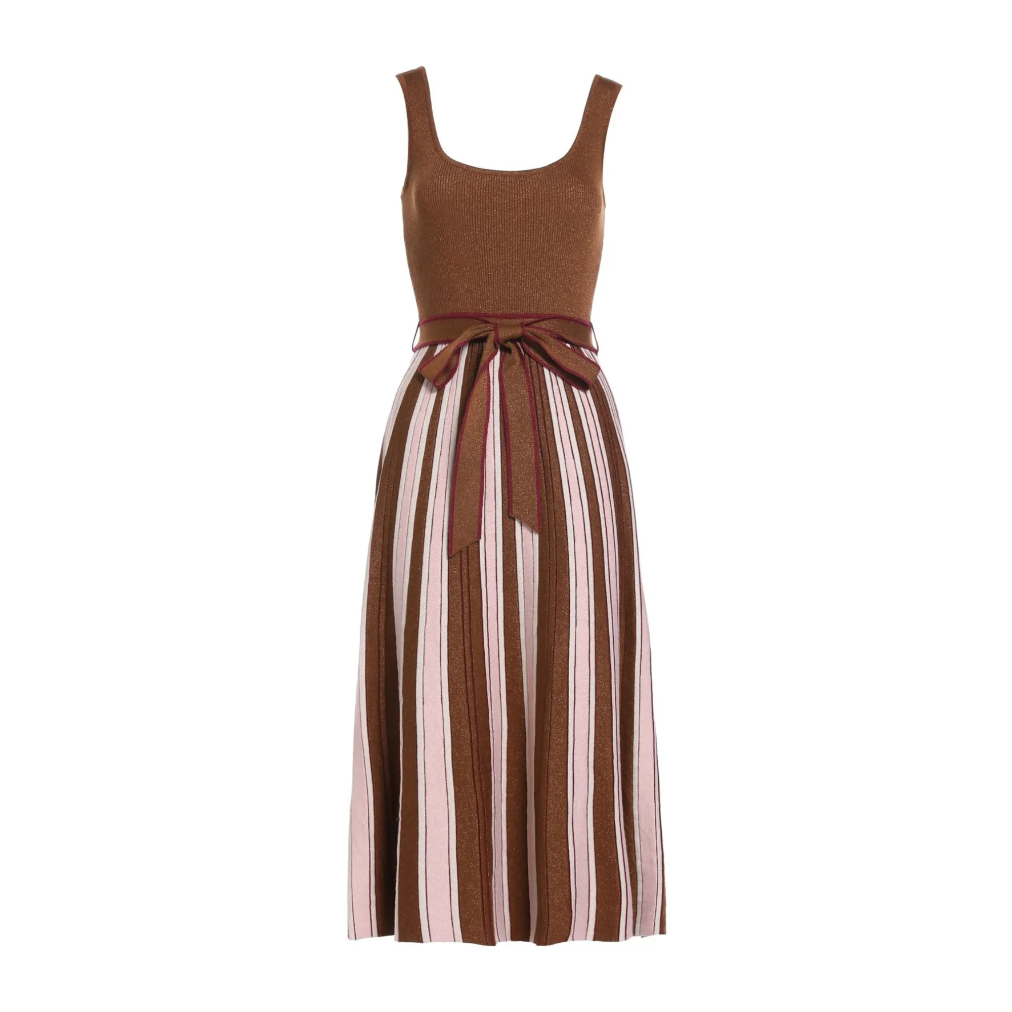 Pre Order:  Brown Halter Knitted Pleated Dress