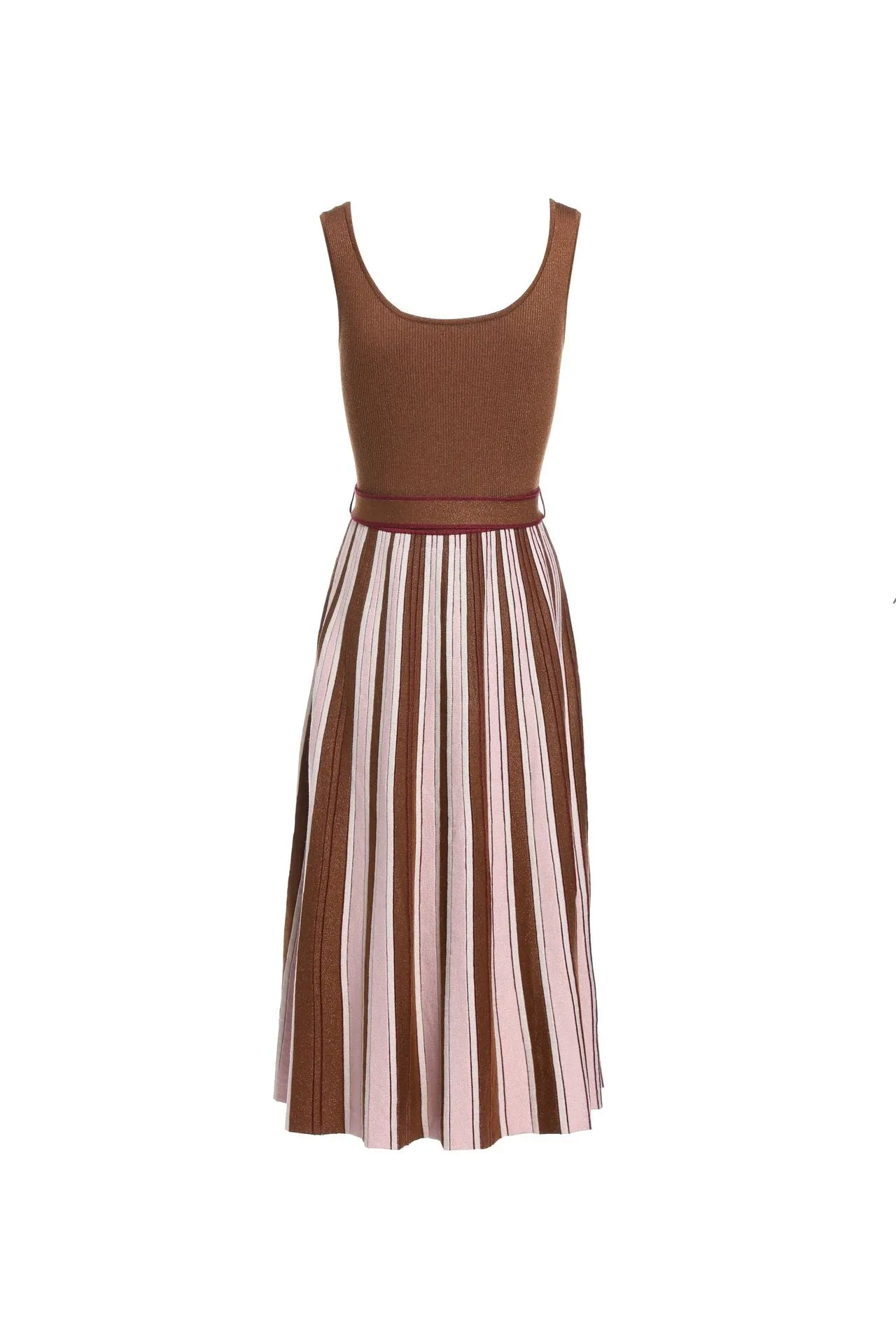 Pre Order:  Brown Halter Knitted Pleated Dress