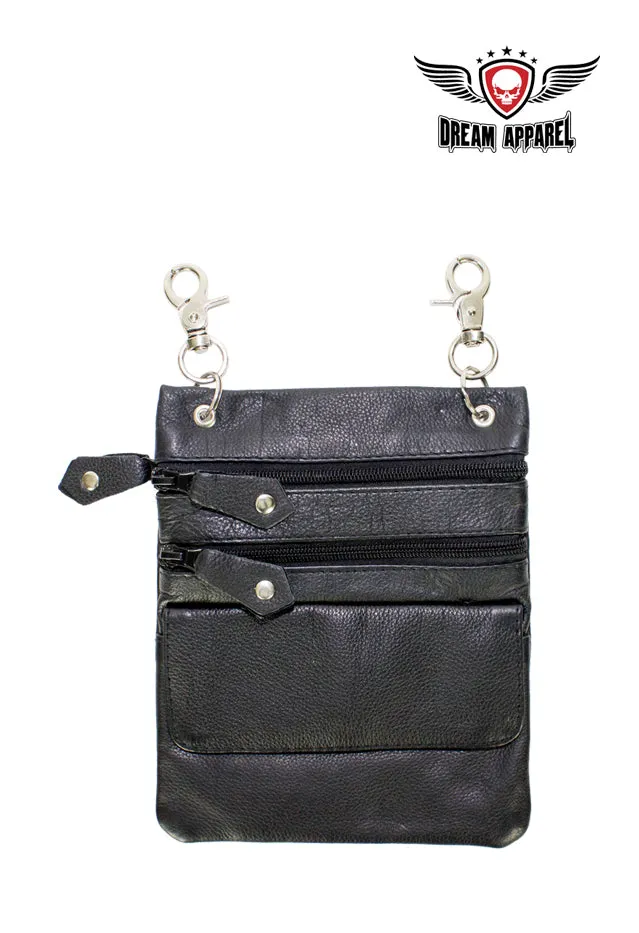 Pure Black Naked Cowhide Leather Belt Bag