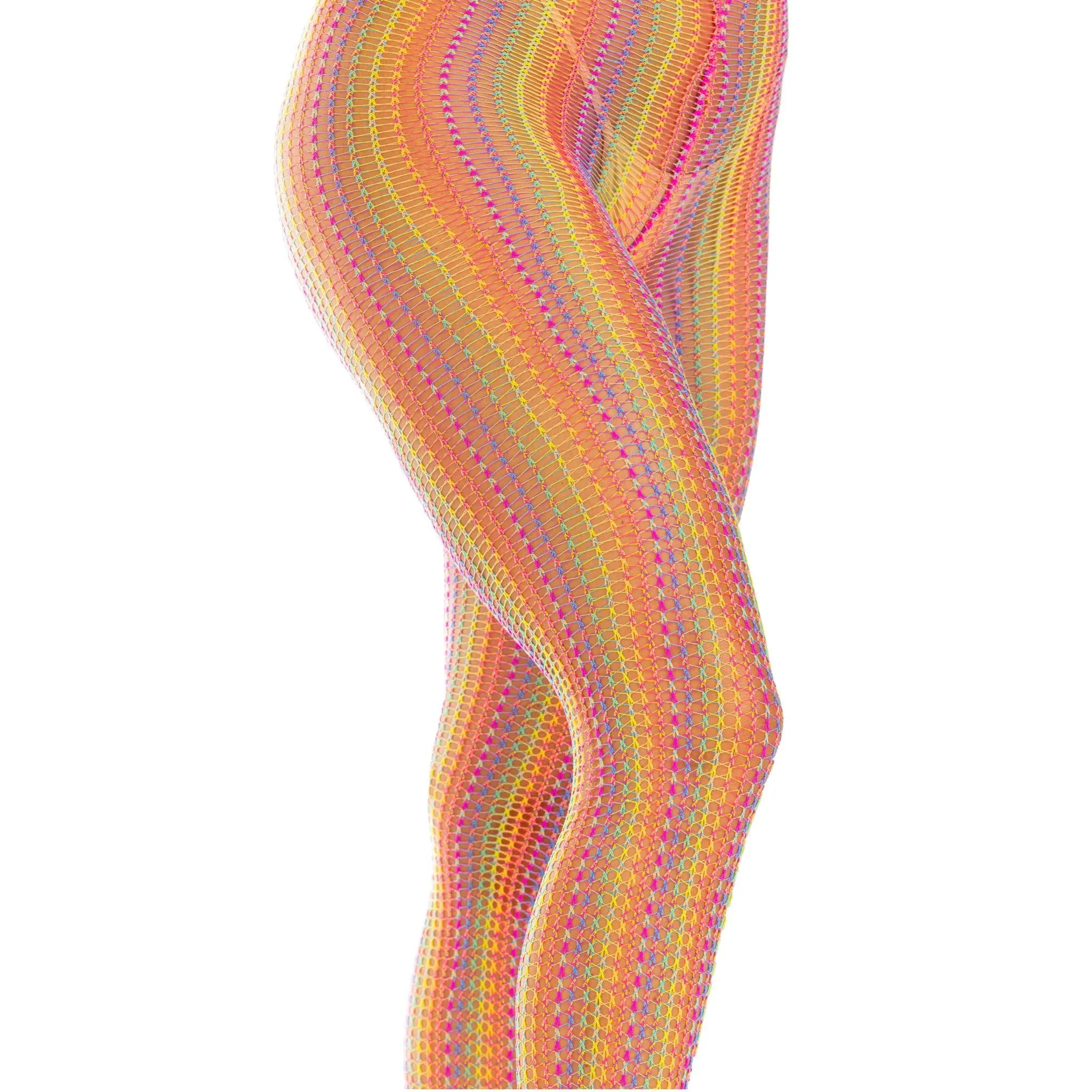 Rainbow Crochet Net Tights - One Size - Multicolor