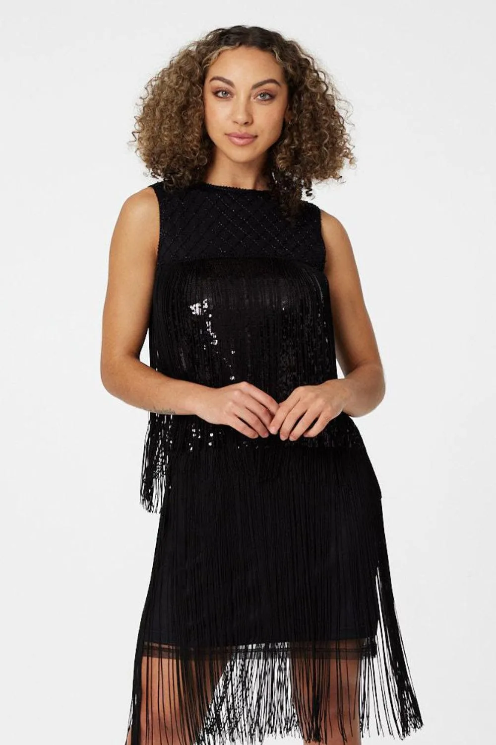 Sequin Fringed Shift Dress