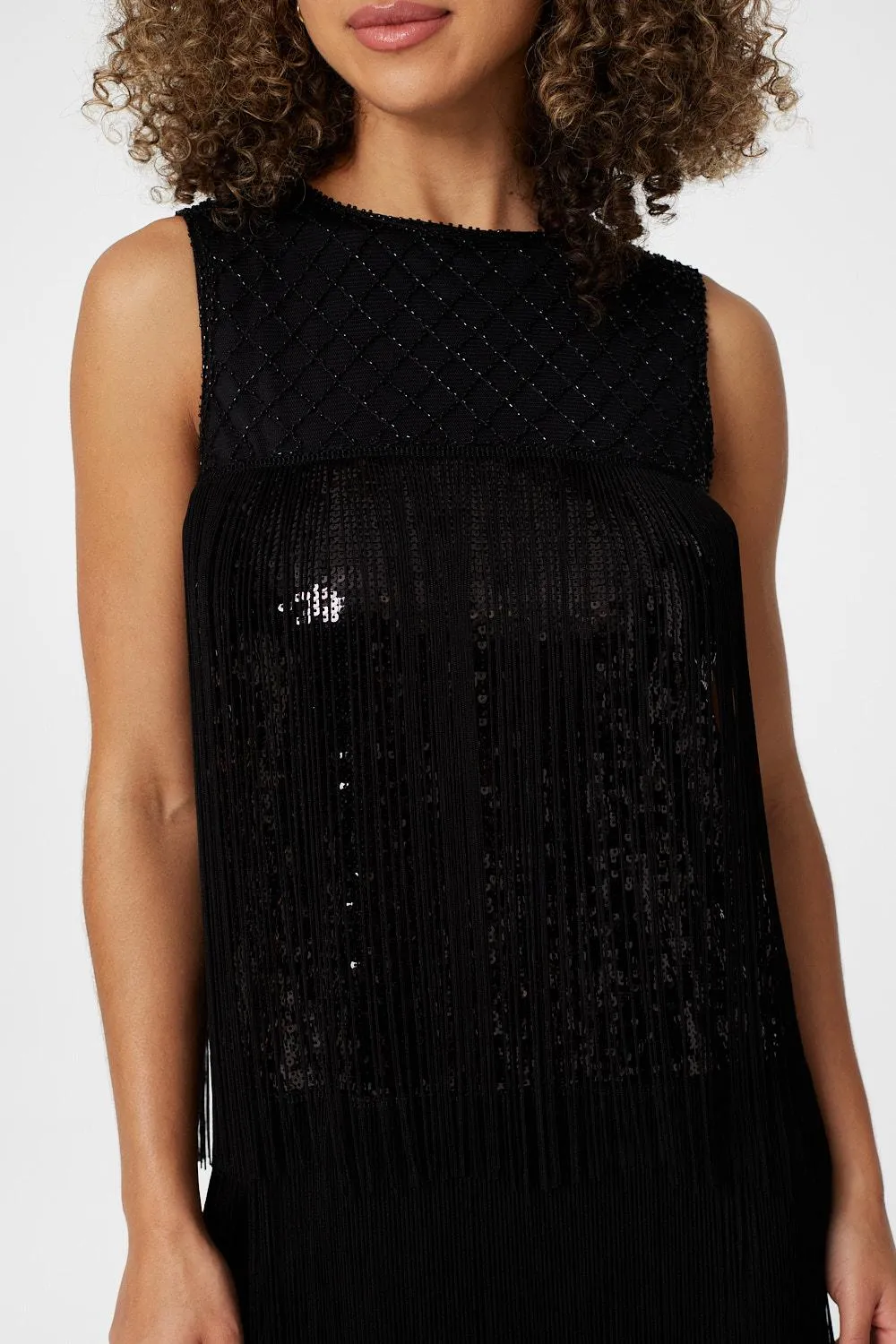 Sequin Fringed Shift Dress