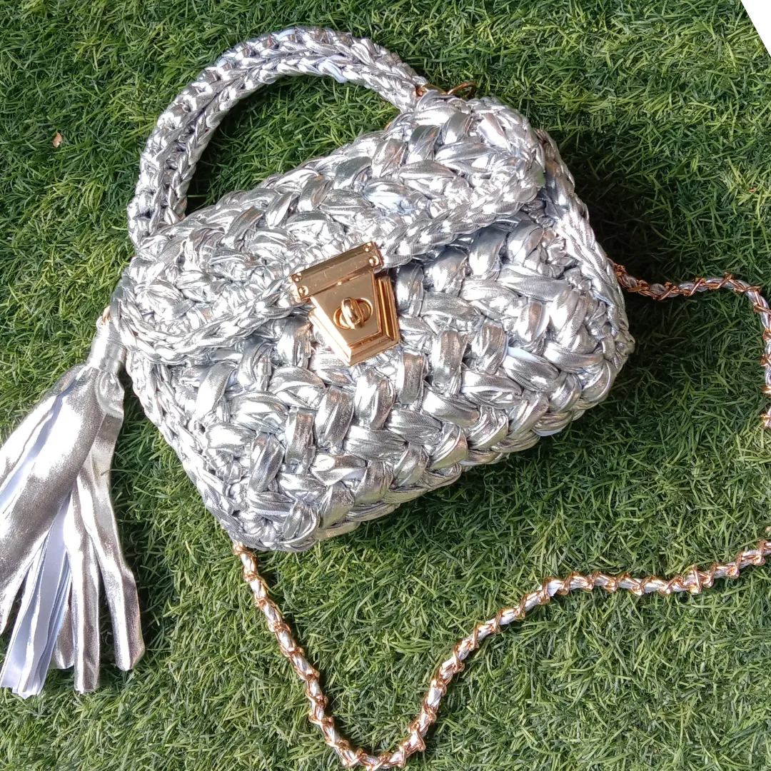 Shiroli Handmade Designer Metallic Silver Bag