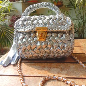 Shiroli Handmade Designer Metallic Silver Bag