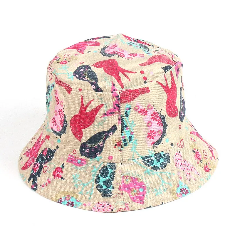 Summer Panama Bucket Hat Hip Hop Bucket Cap Women Men Fashion Reversible Bob chapeau Femme Floral Fisherman Hat