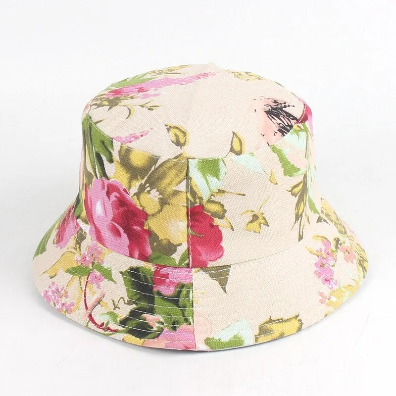 Summer Panama Bucket Hat Hip Hop Bucket Cap Women Men Fashion Reversible Bob chapeau Femme Floral Fisherman Hat