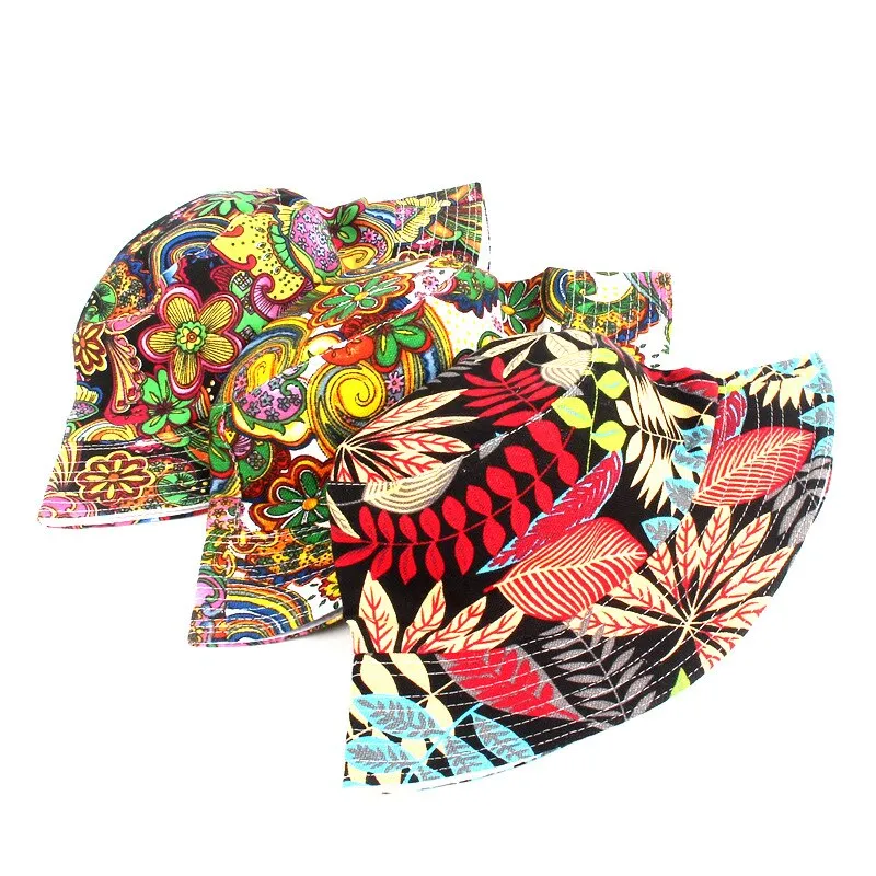 Summer Panama Bucket Hat Hip Hop Bucket Cap Women Men Fashion Reversible Bob chapeau Femme Floral Fisherman Hat