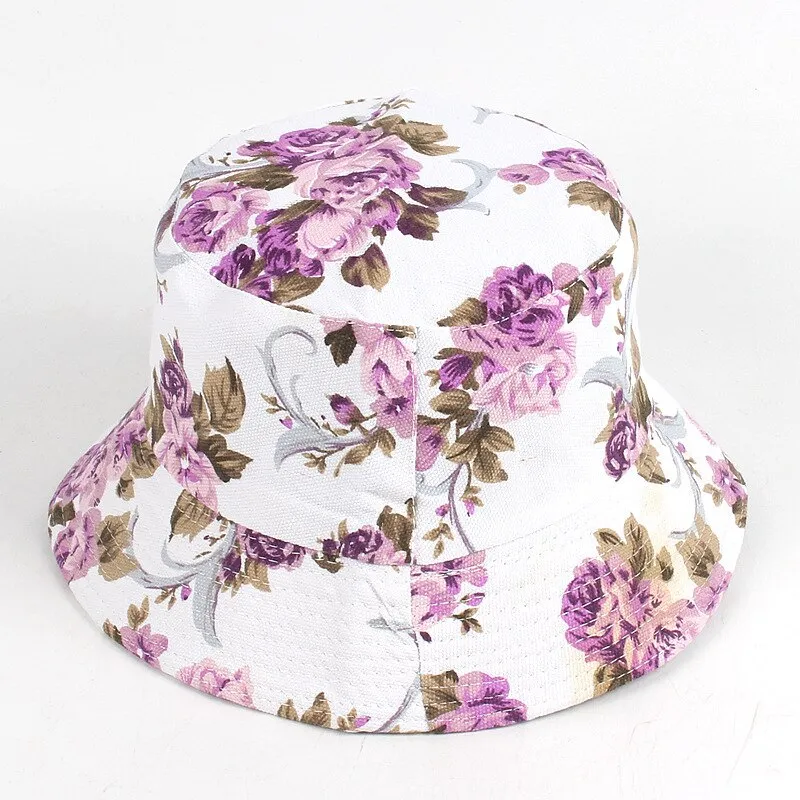 Summer Panama Bucket Hat Hip Hop Bucket Cap Women Men Fashion Reversible Bob chapeau Femme Floral Fisherman Hat