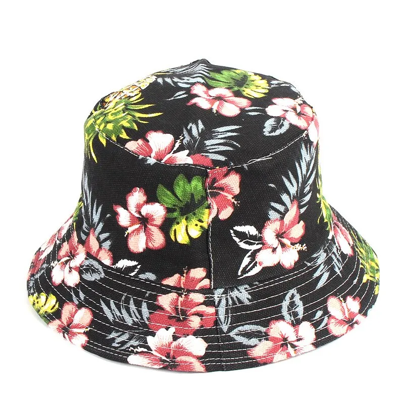 Summer Panama Bucket Hat Hip Hop Bucket Cap Women Men Fashion Reversible Bob chapeau Femme Floral Fisherman Hat