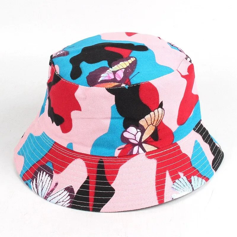 Summer Panama Bucket Hat Hip Hop Bucket Cap Women Men Fashion Reversible Bob chapeau Femme Floral Fisherman Hat