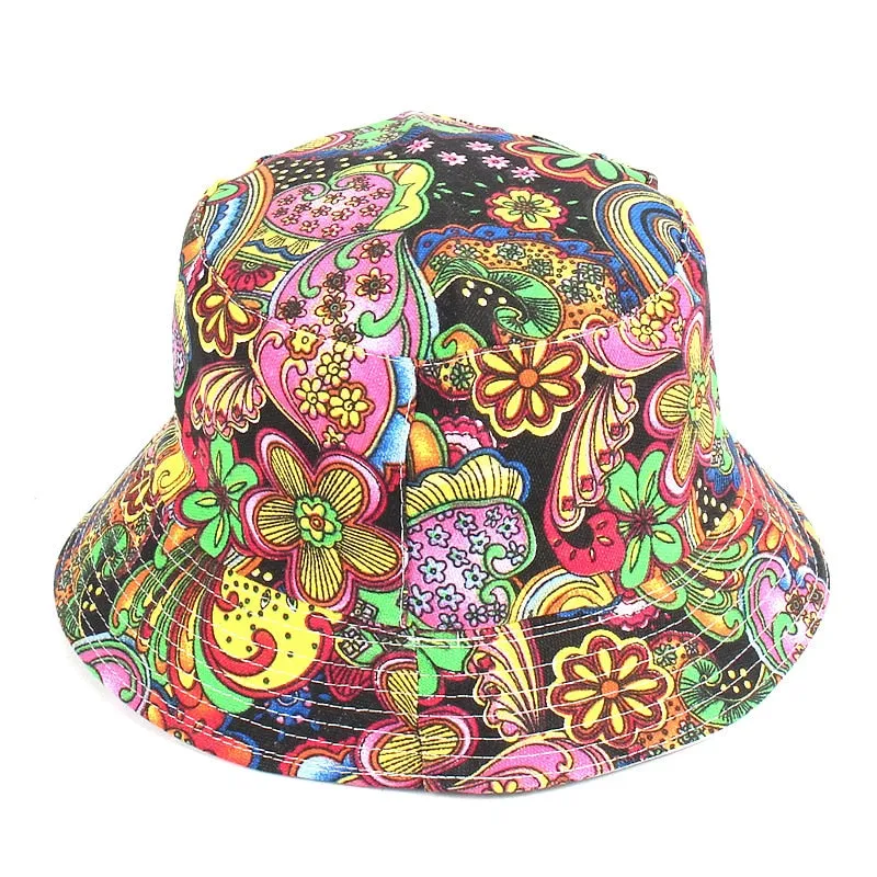 Summer Panama Bucket Hat Hip Hop Bucket Cap Women Men Fashion Reversible Bob chapeau Femme Floral Fisherman Hat