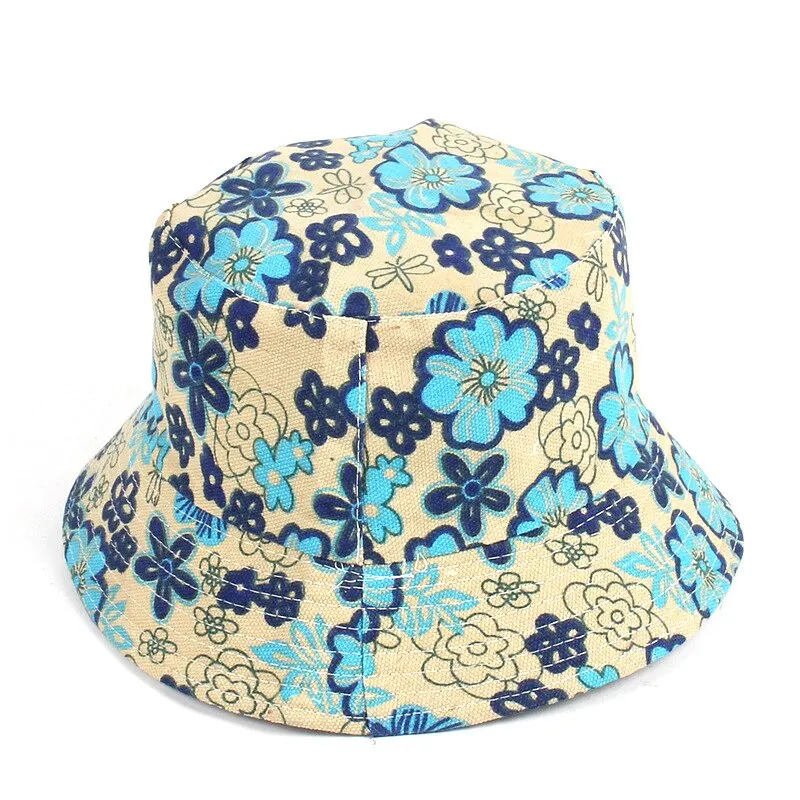 Summer Panama Bucket Hat Hip Hop Bucket Cap Women Men Fashion Reversible Bob chapeau Femme Floral Fisherman Hat