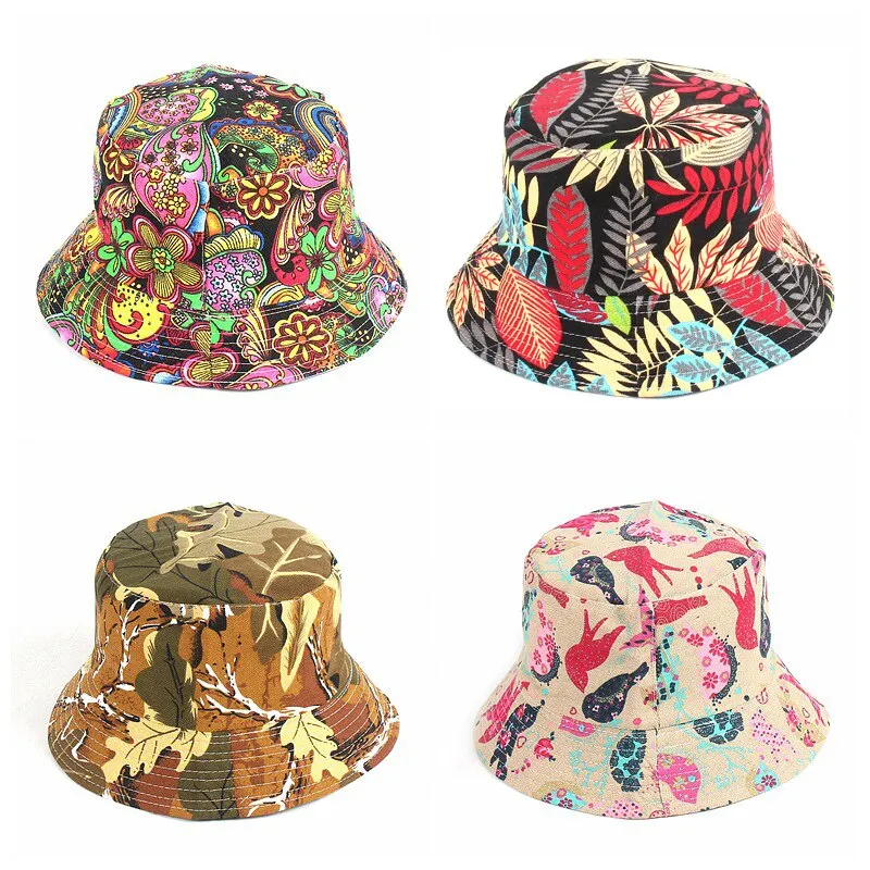 Summer Panama Bucket Hat Hip Hop Bucket Cap Women Men Fashion Reversible Bob chapeau Femme Floral Fisherman Hat