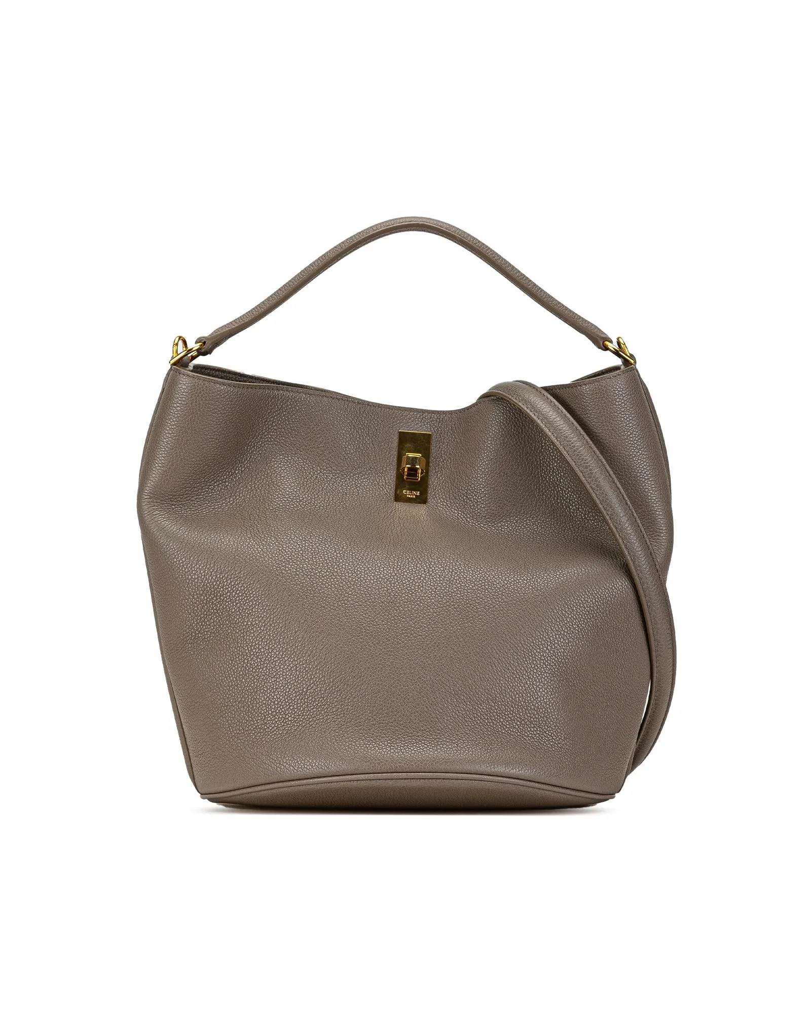 Supple Grained Calfskin Bucket Bag with Turn-Lock Closure