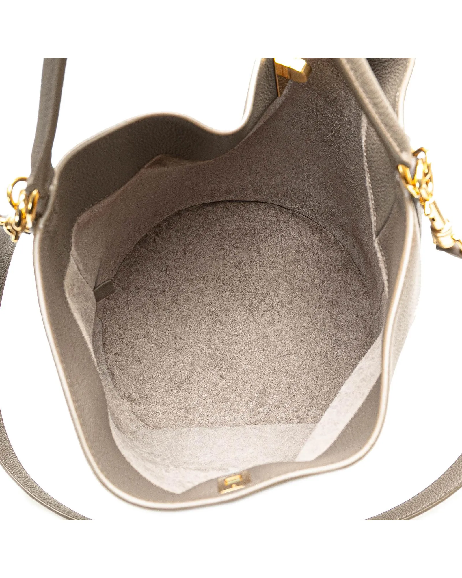 Supple Grained Calfskin Bucket Bag with Turn-Lock Closure