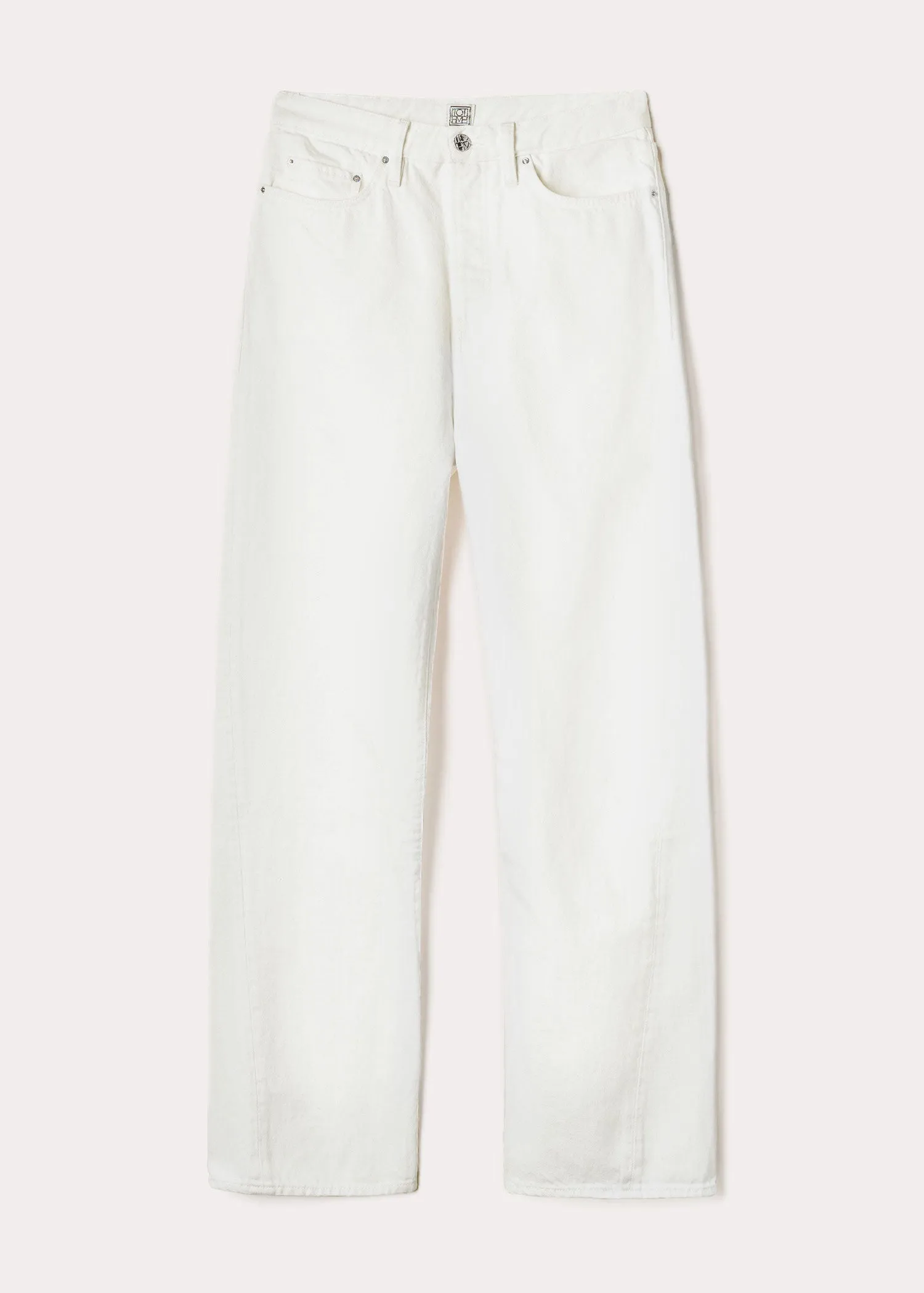 Twisted seam denim full length off-white