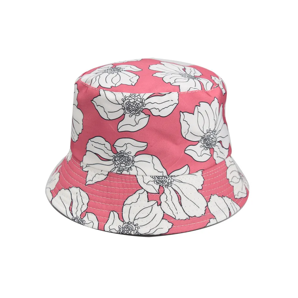 Unisex Reservible flower Print Boonie Bucket Hat Cap Brim Outdoor Sun Safari Camping Fishing