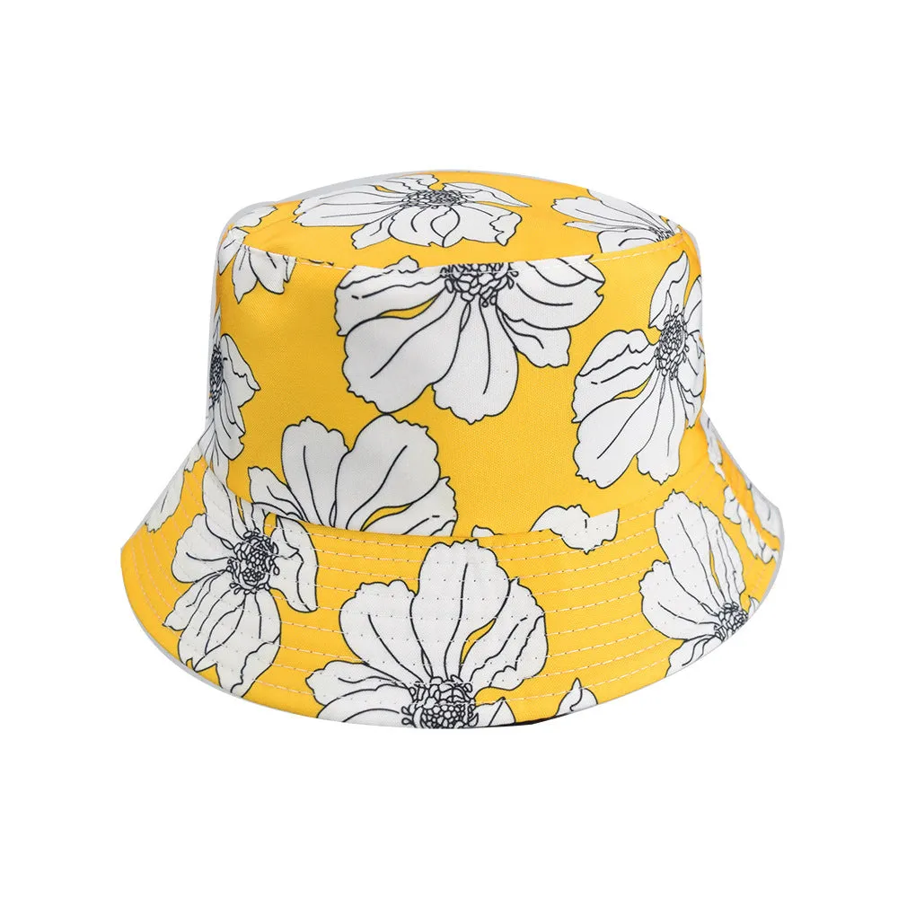 Unisex Reservible flower Print Boonie Bucket Hat Cap Brim Outdoor Sun Safari Camping Fishing