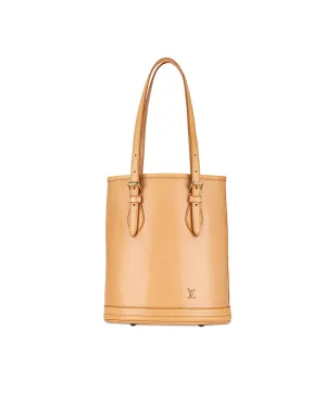 Vachetta Leather Bucket Bag with Adjustable Shoulder Straps