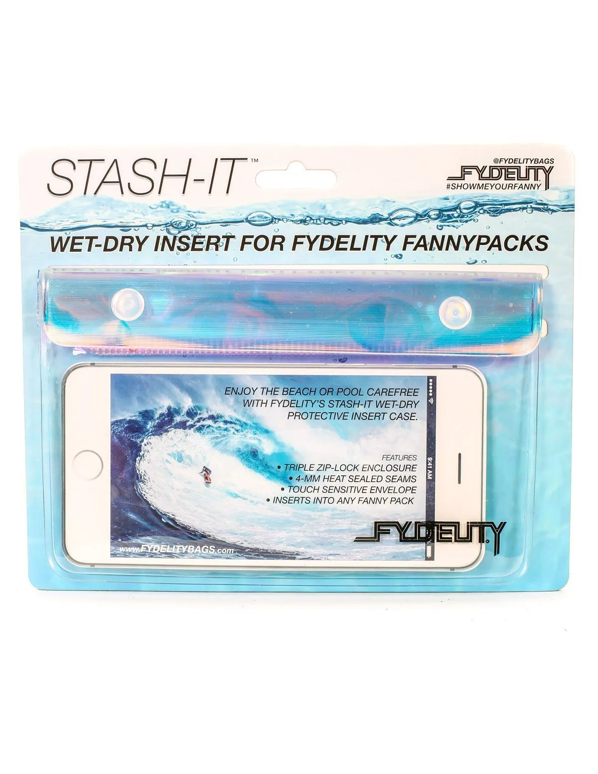 WET/DRY: Stash-It Insert |Clear Transparent Sports/Beach/Pool Tech Protection Belt Bag | Plasma