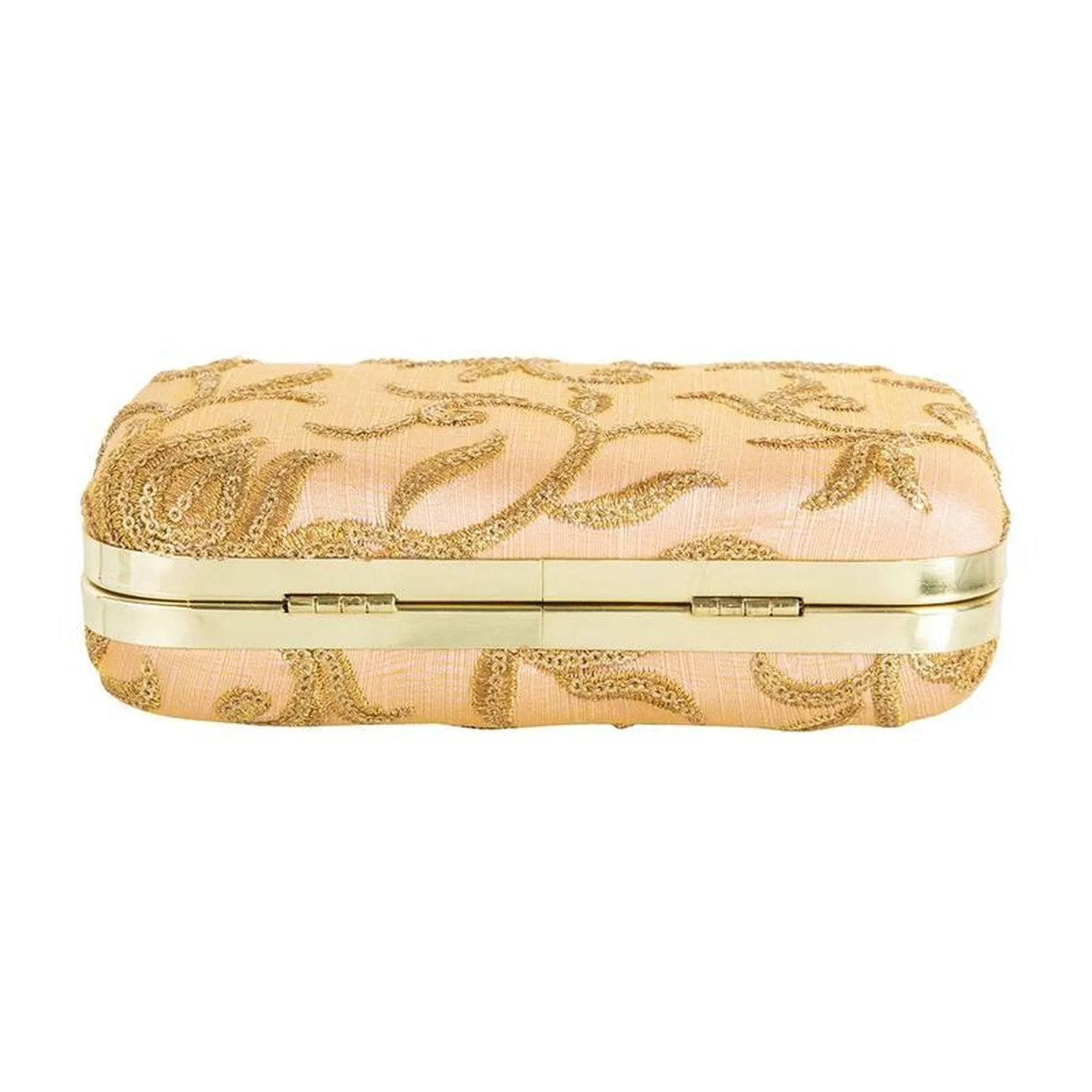 Women's Stylish Gold and Peach Party Wear Latest Design Clutch