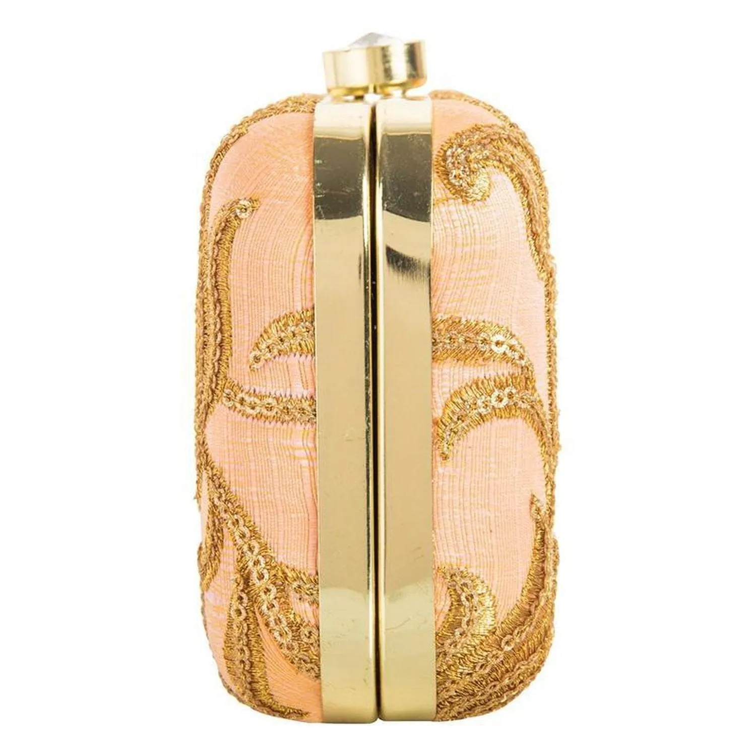 Women's Stylish Gold and Peach Party Wear Latest Design Clutch