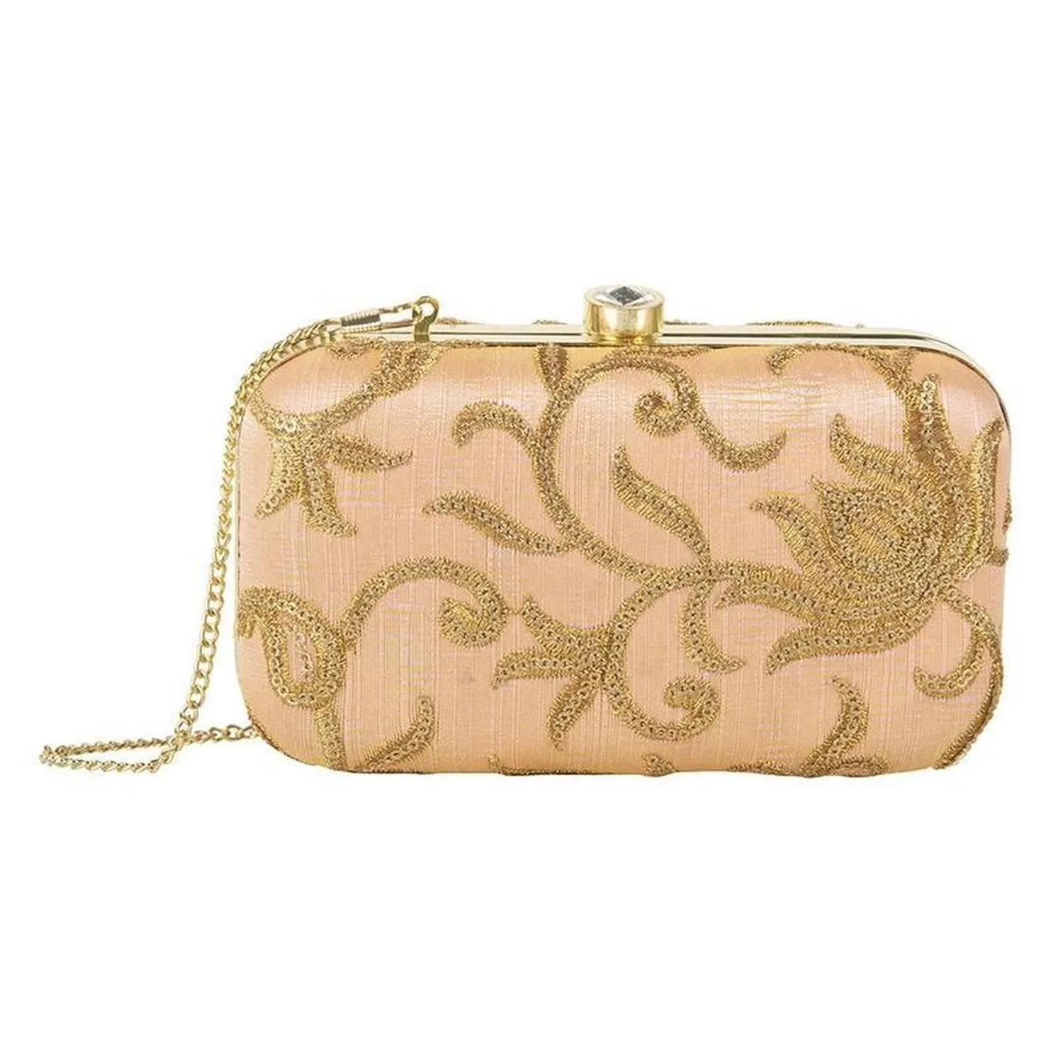 Women's Stylish Gold and Peach Party Wear Latest Design Clutch