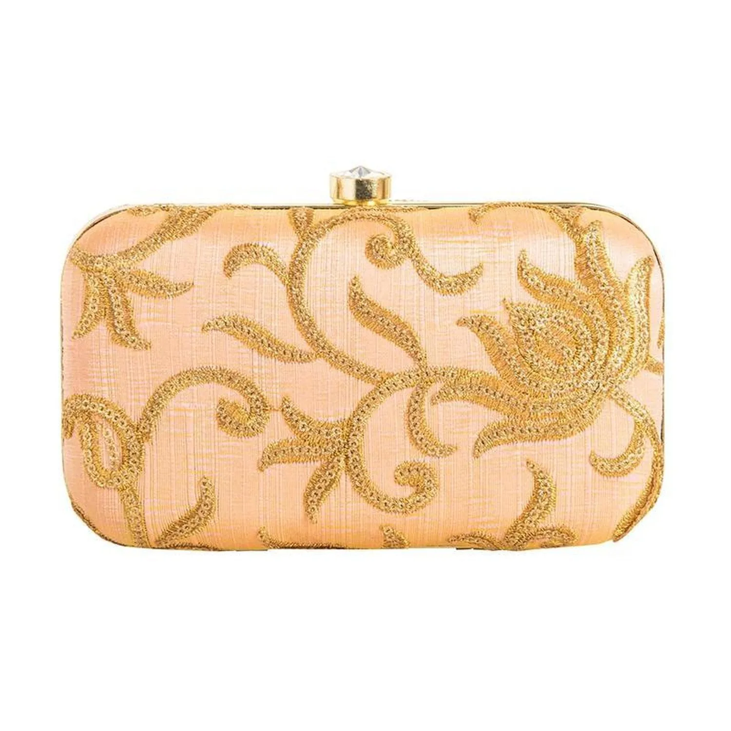 Women's Stylish Gold and Peach Party Wear Latest Design Clutch