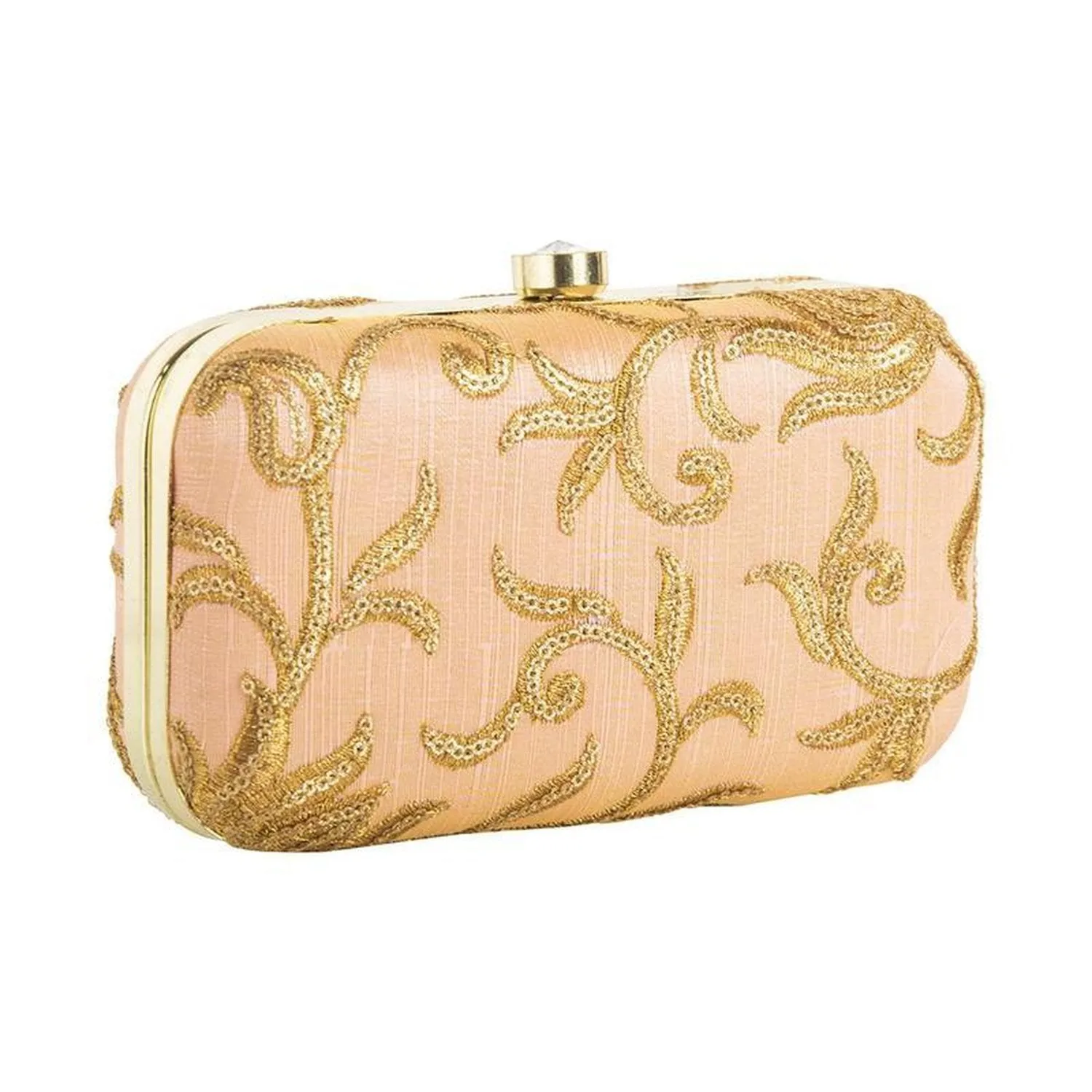 Women's Stylish Gold and Peach Party Wear Latest Design Clutch